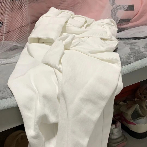 White Casual Versatile Wide-Leg Trousers - Picture 1 of 1